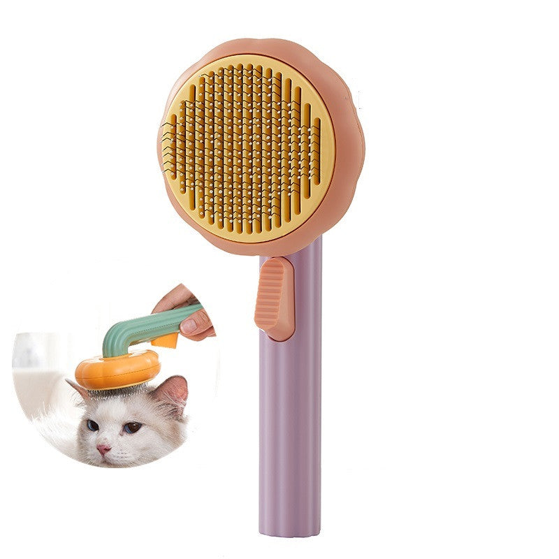 Pet Grooming Self Cleaning Slicker Brush which is for grooming dogs, cats, puppies, and rabbits. This type of brush is known for gently removing loose undercoat, mats, and tangled hair from your pets' fur.