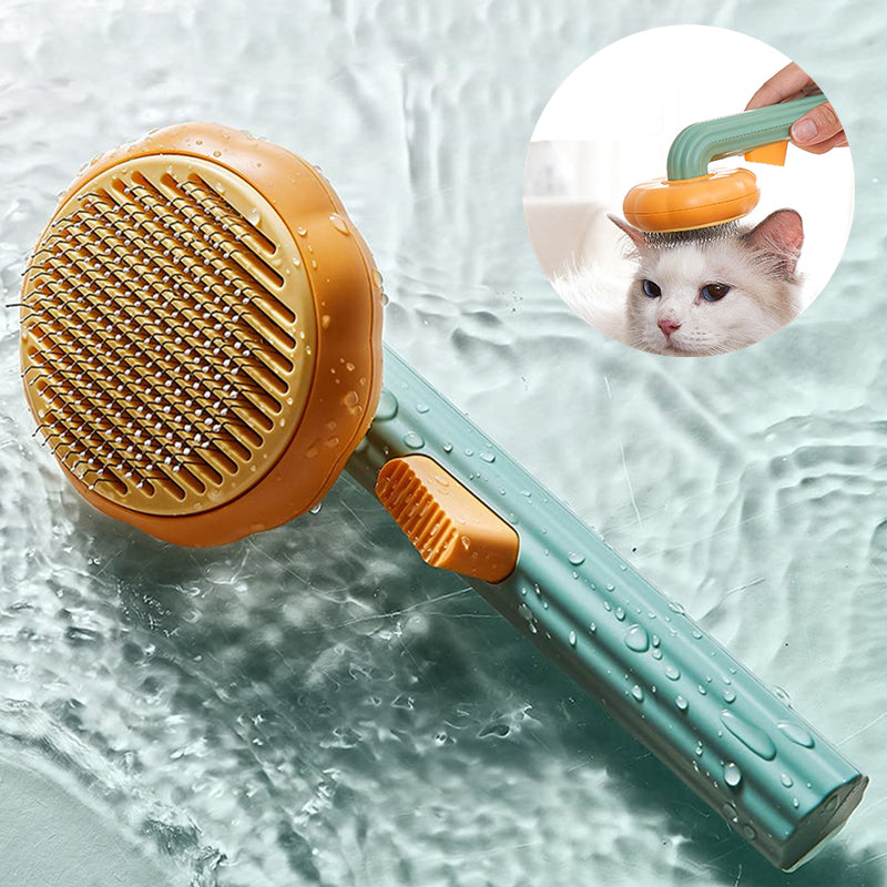 Pet Grooming Self Cleaning Slicker Brush which is for grooming dogs, cats, puppies, and rabbits. This type of brush is known for gently removing loose undercoat, mats, and tangled hair from your pets' fur.