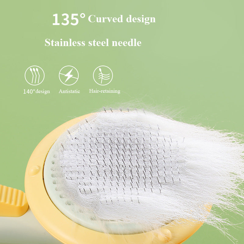 Pet Grooming Self Cleaning Slicker Brush which is for grooming dogs, cats, puppies, and rabbits. This type of brush is known for gently removing loose undercoat, mats, and tangled hair from your pets' fur.